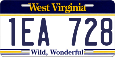 WV license plate 1EA728