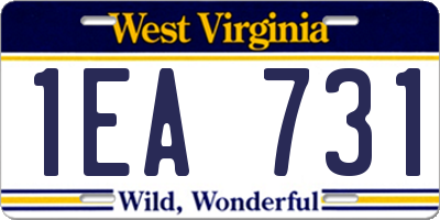 WV license plate 1EA731