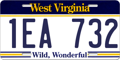 WV license plate 1EA732