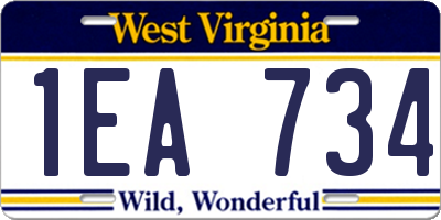 WV license plate 1EA734