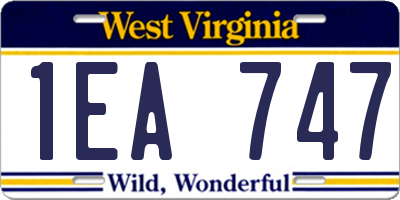 WV license plate 1EA747