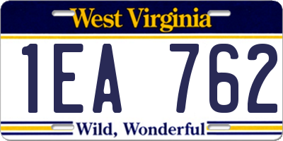 WV license plate 1EA762