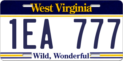 WV license plate 1EA777