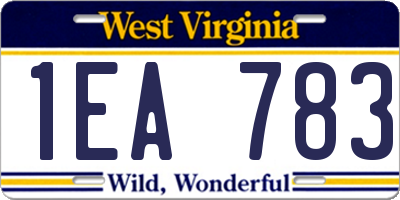 WV license plate 1EA783