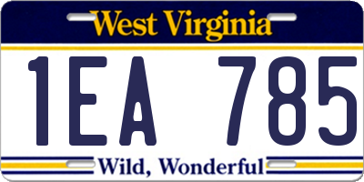 WV license plate 1EA785