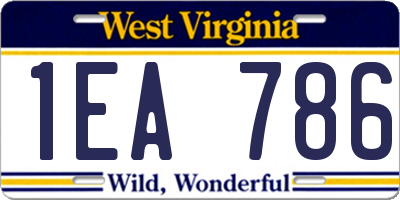 WV license plate 1EA786