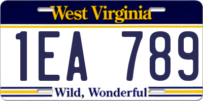 WV license plate 1EA789