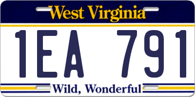 WV license plate 1EA791