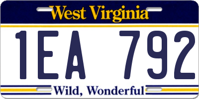 WV license plate 1EA792