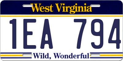 WV license plate 1EA794