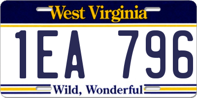 WV license plate 1EA796