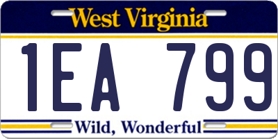 WV license plate 1EA799