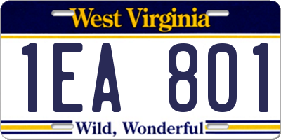 WV license plate 1EA801