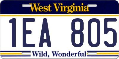 WV license plate 1EA805