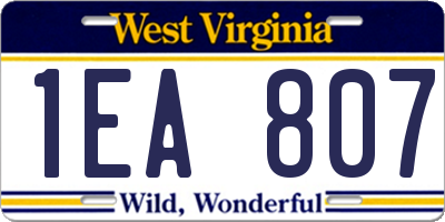 WV license plate 1EA807
