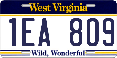 WV license plate 1EA809