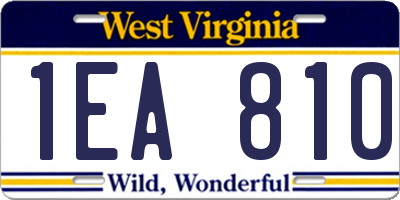 WV license plate 1EA810