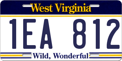 WV license plate 1EA812
