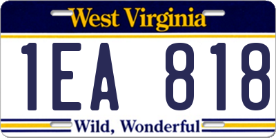 WV license plate 1EA818