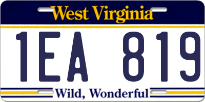 WV license plate 1EA819
