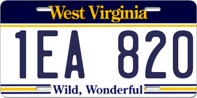 WV license plate 1EA820