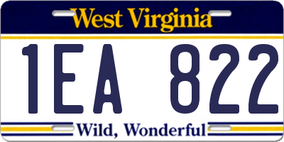 WV license plate 1EA822