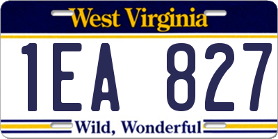 WV license plate 1EA827
