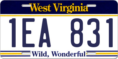 WV license plate 1EA831