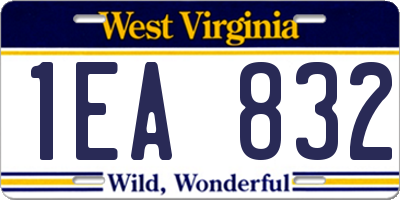 WV license plate 1EA832