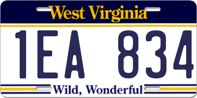 WV license plate 1EA834