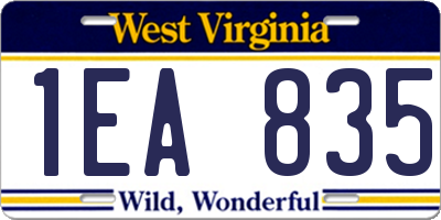 WV license plate 1EA835