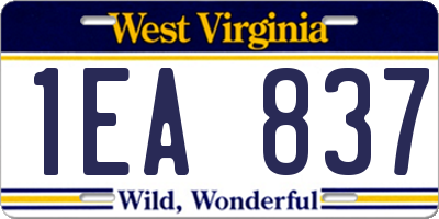 WV license plate 1EA837