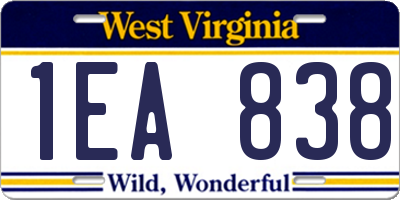 WV license plate 1EA838