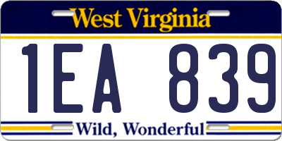 WV license plate 1EA839