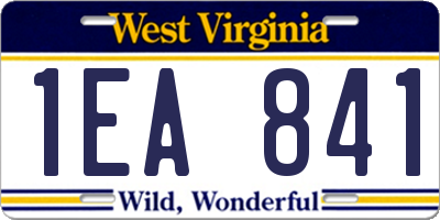 WV license plate 1EA841
