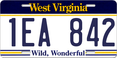 WV license plate 1EA842