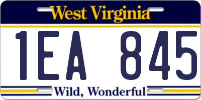 WV license plate 1EA845