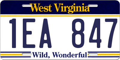 WV license plate 1EA847