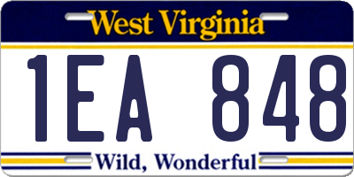 WV license plate 1EA848