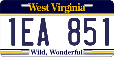 WV license plate 1EA851