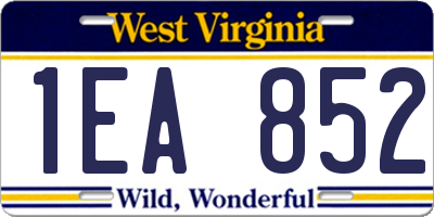 WV license plate 1EA852