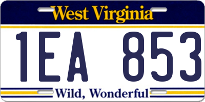 WV license plate 1EA853