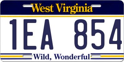 WV license plate 1EA854