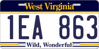 WV license plate 1EA863