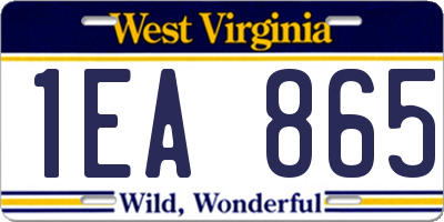 WV license plate 1EA865