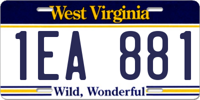 WV license plate 1EA881