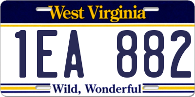 WV license plate 1EA882