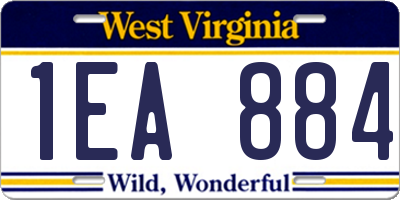 WV license plate 1EA884