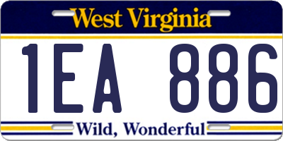 WV license plate 1EA886