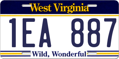 WV license plate 1EA887